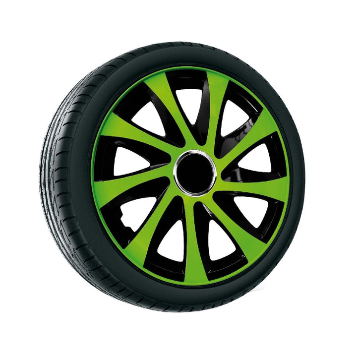Universal hjulkapsler 15" Drift Extra grøn/sort 4 stk.