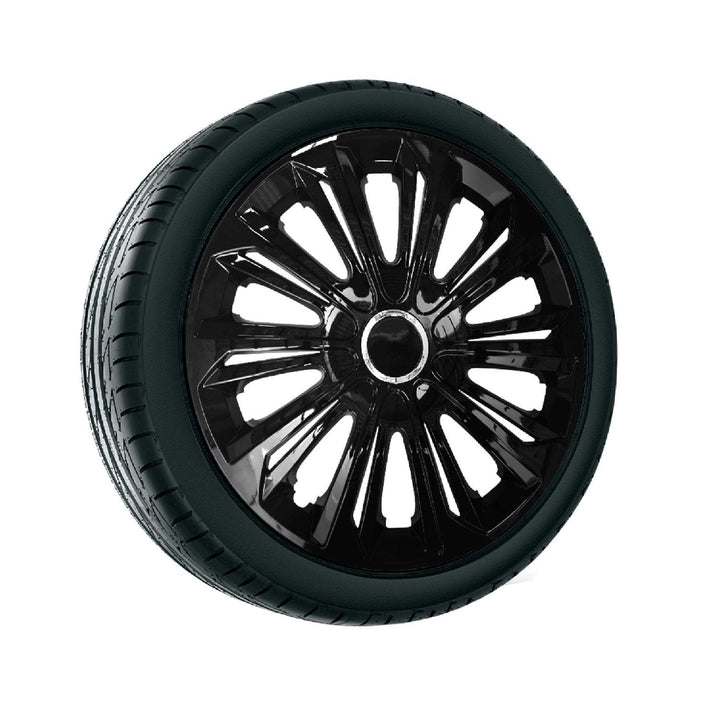 Universal hjulkapsler 16" Strong, sort lakeret, 4 stk.