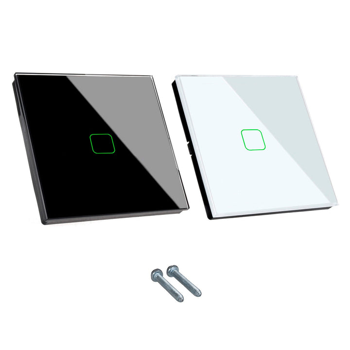 Maclean berøringsfølsom lyskontakt, enkelt, SMART, Tuya APP, glas, hvid med firkantet baggrundsbelysning på knappen, 86x86 mm, MCE716W