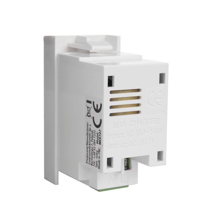 USB-stik med Maclean-oplader, enkelt, 1A, hvid, MCE727W