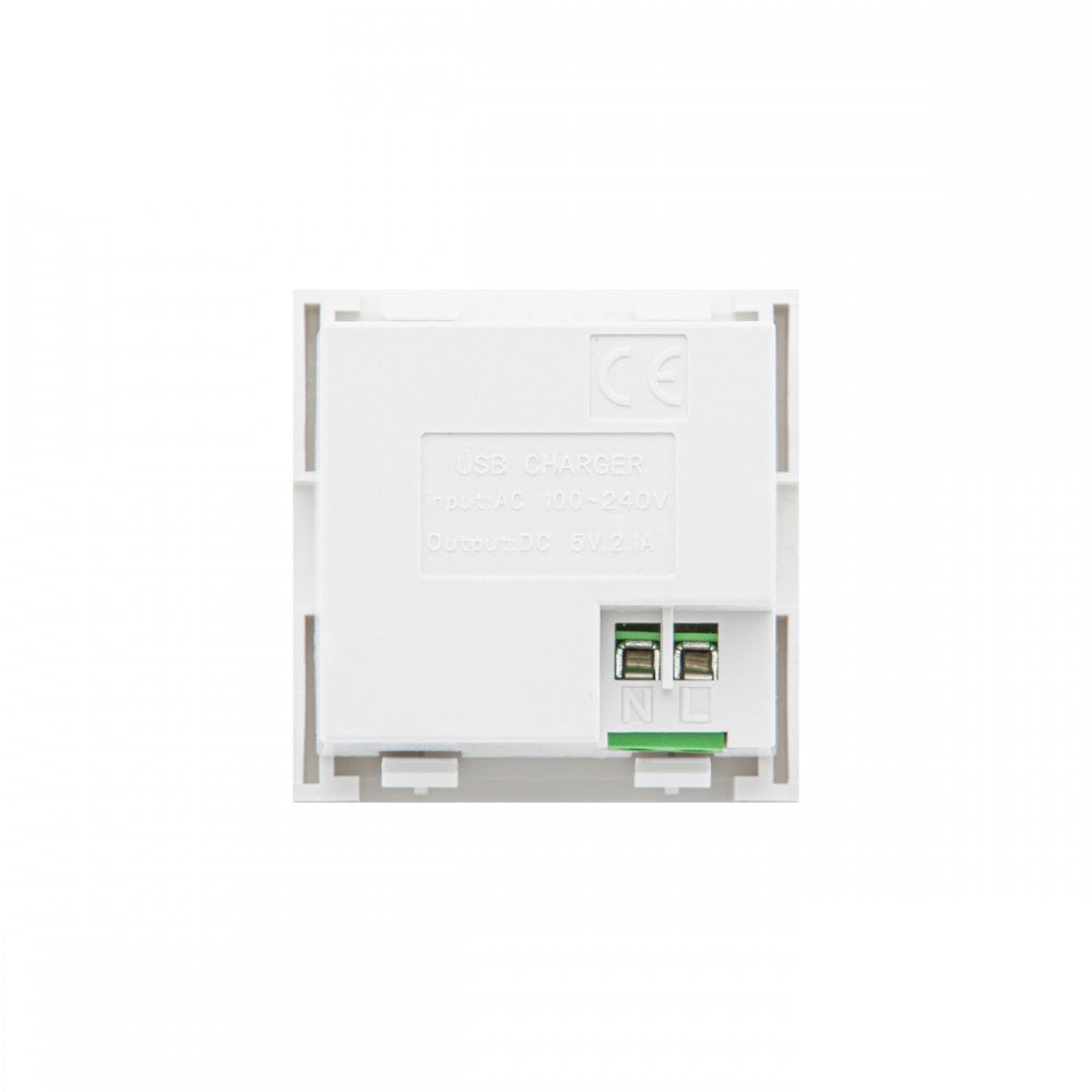 USBx2-stik med Maclean-oplader, dobbelt, 2,1 A hurtigopladning, hvid, MCE728W
