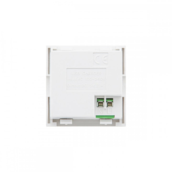 USBx2-stik med Maclean-oplader, dobbelt, 2,1 A hurtigopladning, hvid, MCE728W