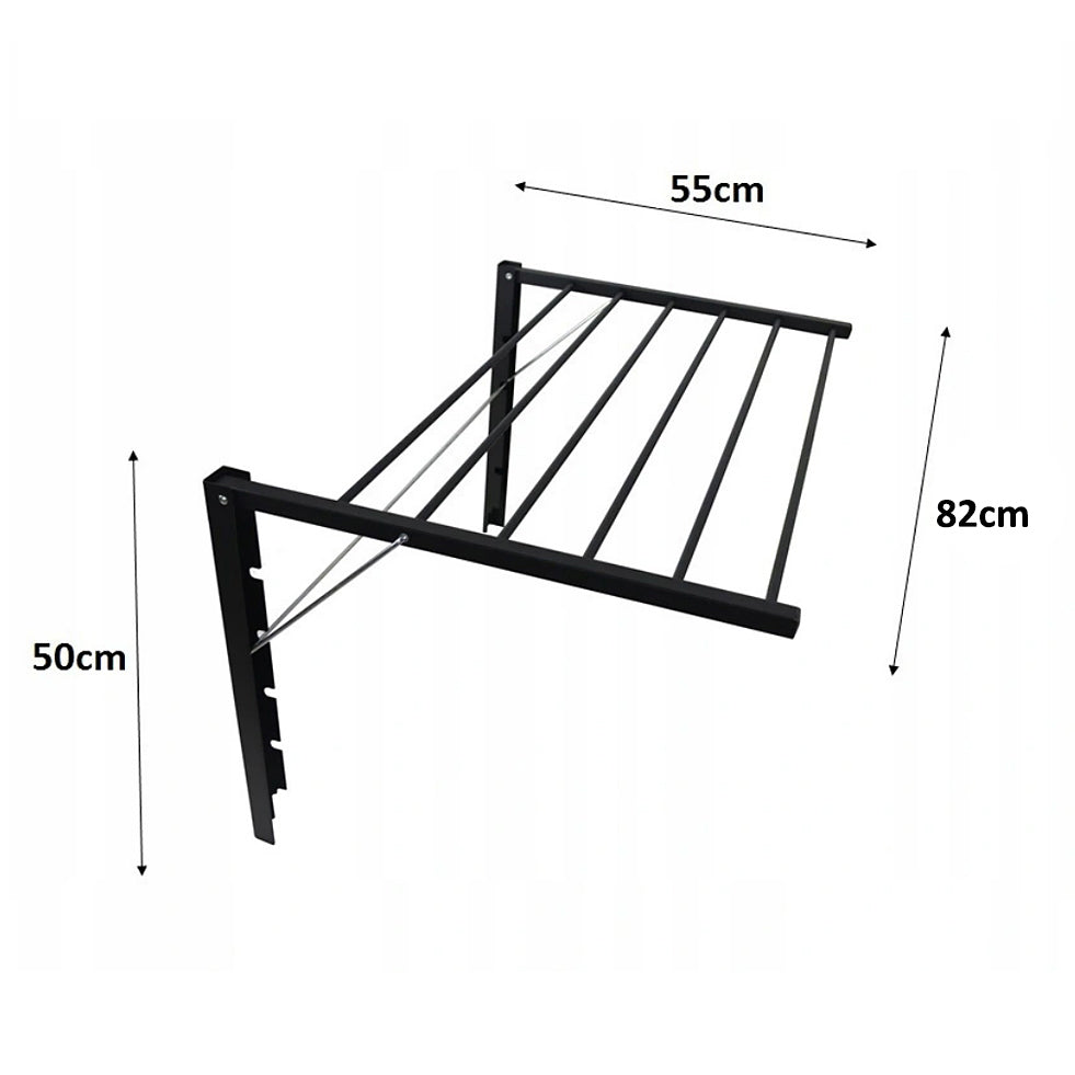 Foldbar badeværelseshåndtørrer, der monteres på væggen. Majka 80 cm sort