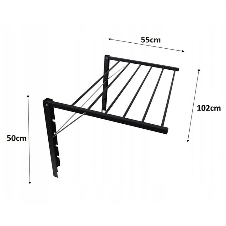 Foldbar badeværelseshåndtørrer, der fastgøres til væggen. Majka 100 cm sort