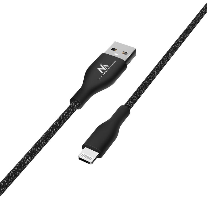 MFi-kabel (Made for iPhone / iPod / iPad) med Fast Charge 2,4 A, Maclean Energy MCE845B, sort, 1 m, 5 V/2,4 A – dataoverførsel