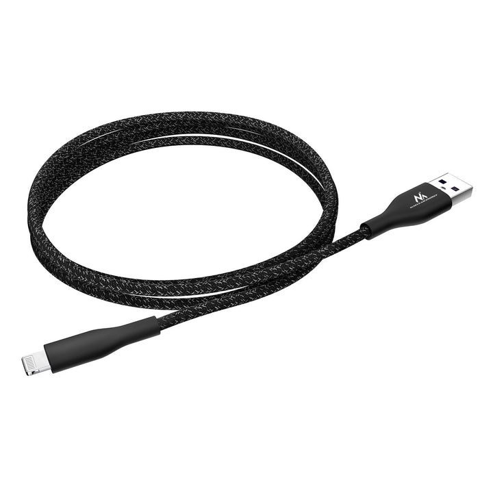 MFi-kabel (Made for iPhone / iPod / iPad) med Fast Charge 2,4 A, Maclean Energy MCE845B, sort, 1 m, 5 V/2,4 A – dataoverførsel