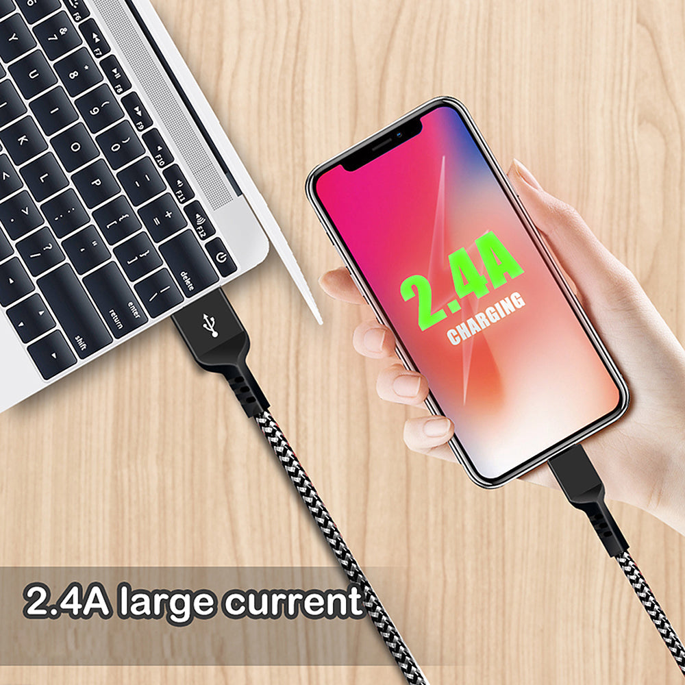 Maclean micro USB-kabel, understøtter Fast Charge 2,4 A, dataoverførsel, 5 V/2,4 A, sort, længde 2 m, MCE483