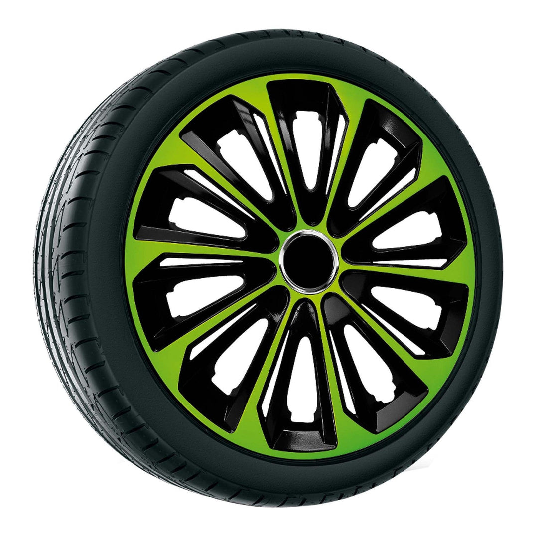 14'' NRM EXTRA STRONG GREEN BLACK hjulkapsler, grønne og sorte, 4 stk.