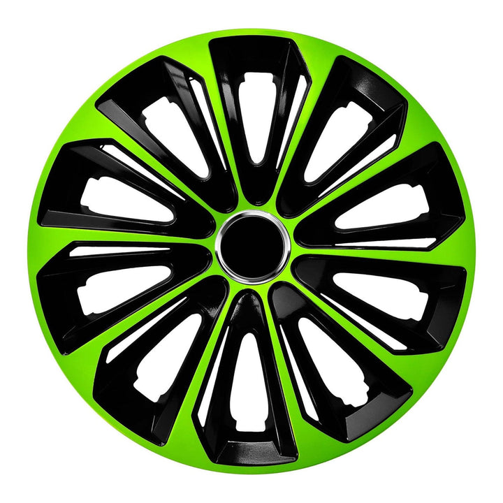 15'' NRM EXTRA STRONG GREEN BLACK hjulkapsler, grønne og sorte, 4 stk.