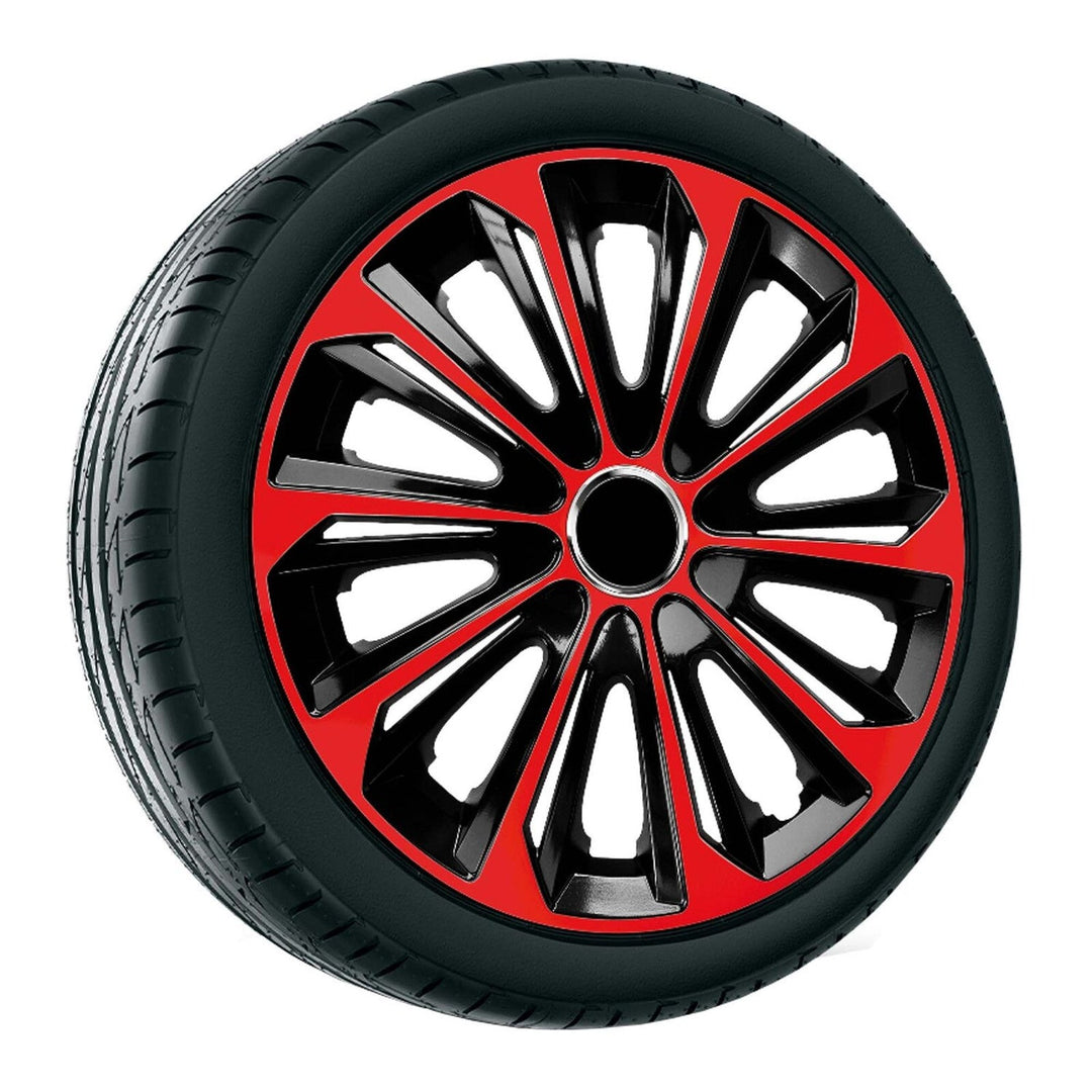 14'' NRM EXTRA STRONG RED BLACK hjulkapsler, rød-sort, 4 stk.