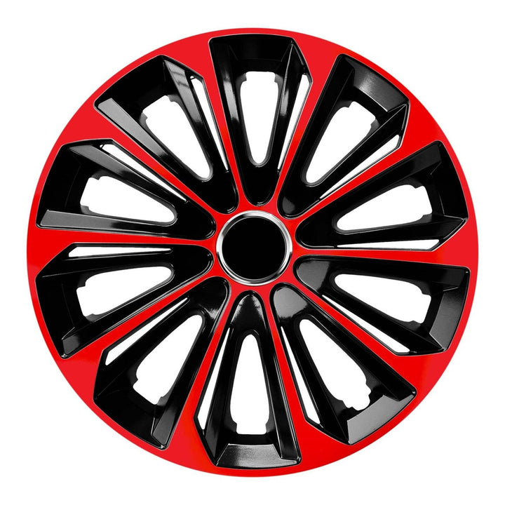 15'' NRM EXTRA STRONG RED BLACK hjulkapsler, rød-sort, 4 stk.