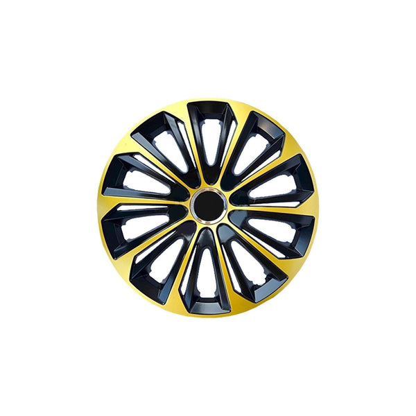 14'' NRM EXTRA STRONG GOLD BLACK hjulkapsler, guld-sort, 4 stk.