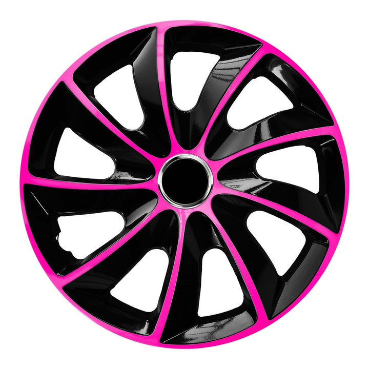 16" NRM EXTRA STIG PINK BLACK hjulkapsler, lyserøde og sorte, 4 stk.