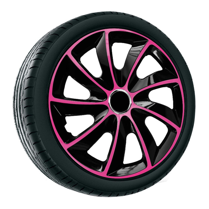 17" NRM EXTRA STIG PINK BLACK hjulkapsler, lyserøde og sorte, 4 stk.