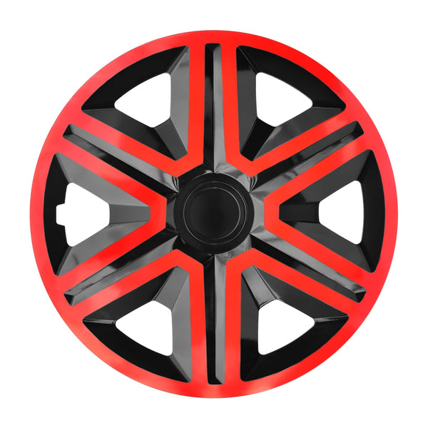 15" NRM ACTION DOUBLECOLOR RED BLACK rød-sorte hjulkapsler, 4 stk.