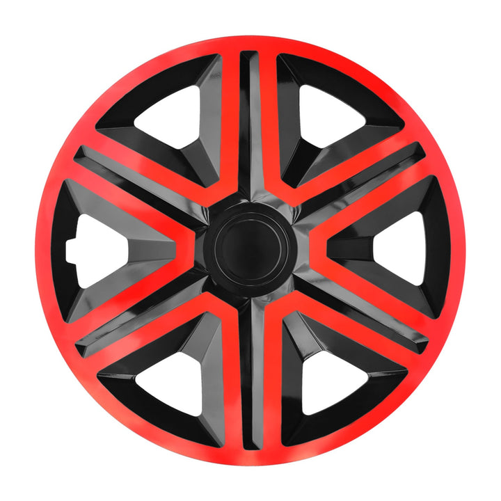 15" NRM ACTION DOUBLECOLOR RED BLACK rød-sorte hjulkapsler, 4 stk.