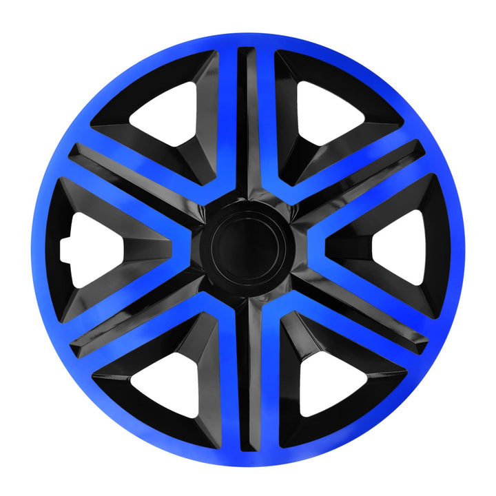 14" NRM ACTION DOUBLECOLOR BLUE BLACK hjulkapsler, blå-sorte, 4 stk.