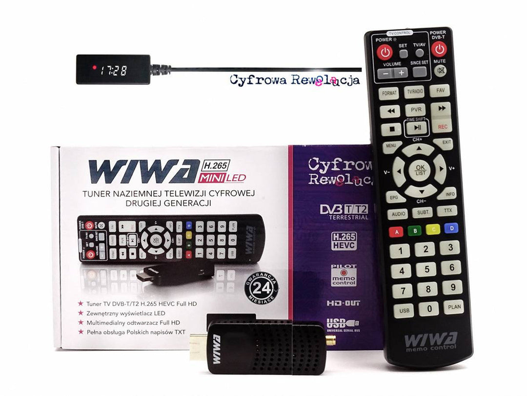 DVB-T/T2 H.265 tuner HDMI-stik med mini-Wiwa-display, ideel til modtagelse af det nye DVB T2-signal