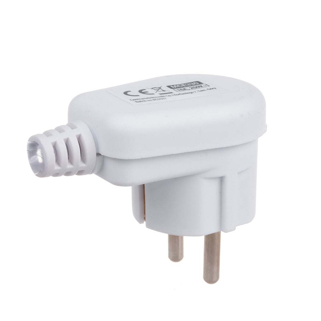 Vinkelstik 230 V med jordforbindelse Maclean UNISCHUKO 16 A 250 V hvid universalstik MCE330