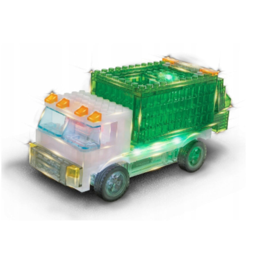 LED-lysende klodser LASER PEGS GARBAGE TRUCK Skraldebiler 12-i-1