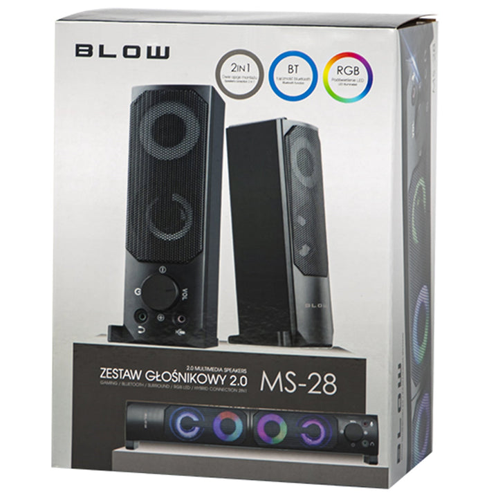 Computerhøjttalere 2.0 soundbar Blow MS-28 flerfarvet LED RGB-belysning
