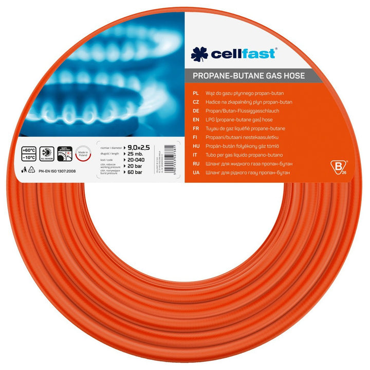 Trykslange til propan-butan 9 mm x 2,5 mm Cellfast 25 m