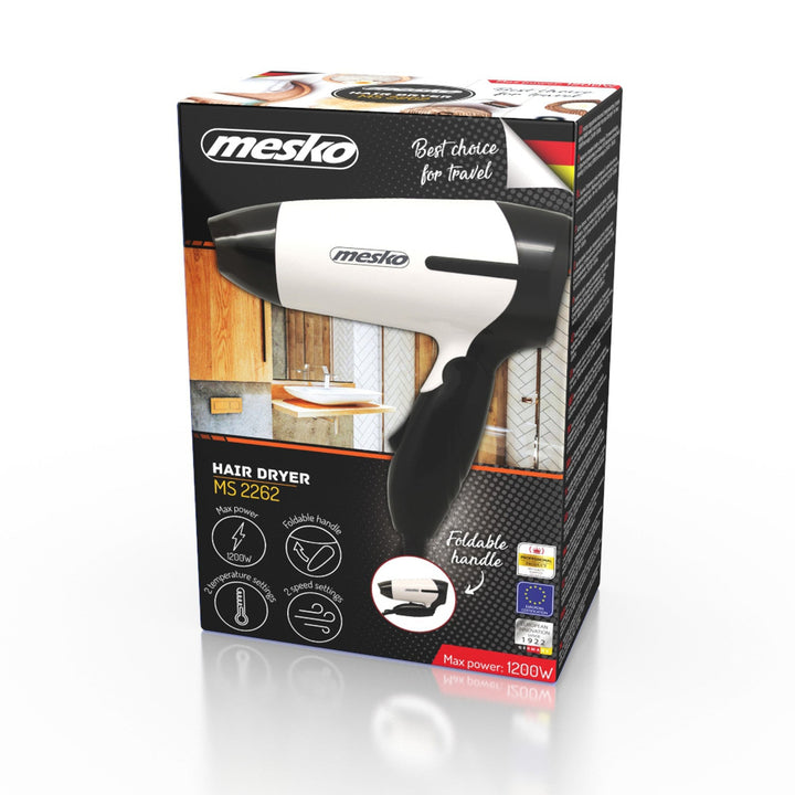 Mesko MS 2262 Rejsetørretumbler med foldbart håndtag 1000 W