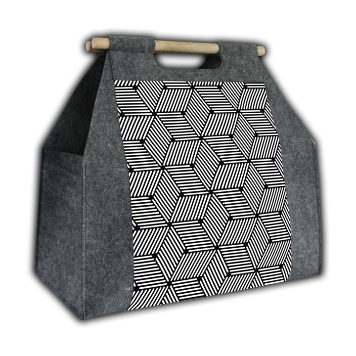 Rektangulær brændetaske med bærehåndtag, model: Cube