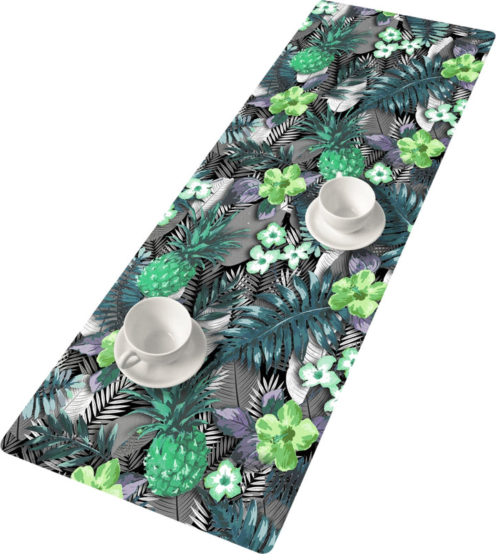 Bertoni bordløber, økologisk filt, mål 95x33 cm, mønster Lambada Green