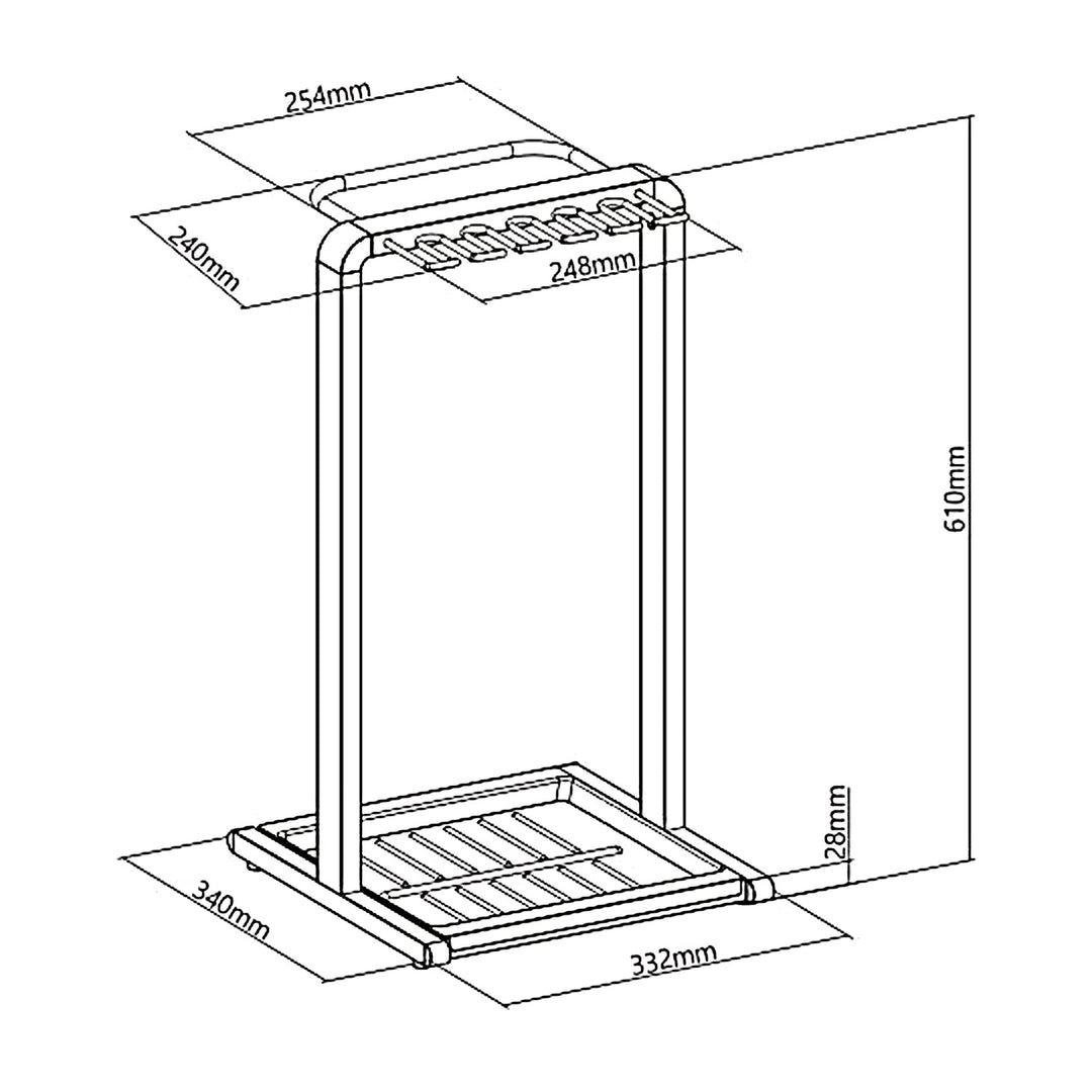 Kompakt paraplystativ fra Maclean, 332 x 340 x 610 mm, MC-472