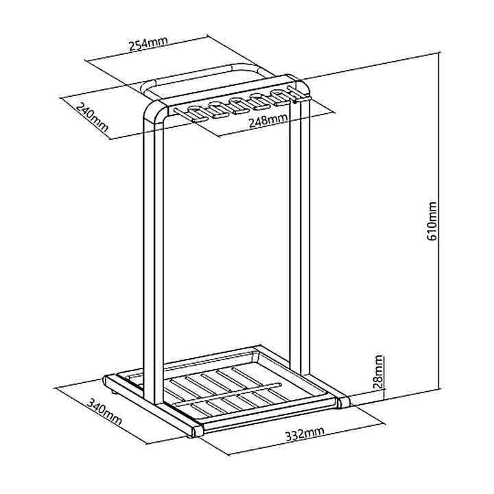 Kompakt paraplystativ fra Maclean, 332 x 340 x 610 mm, MC-472