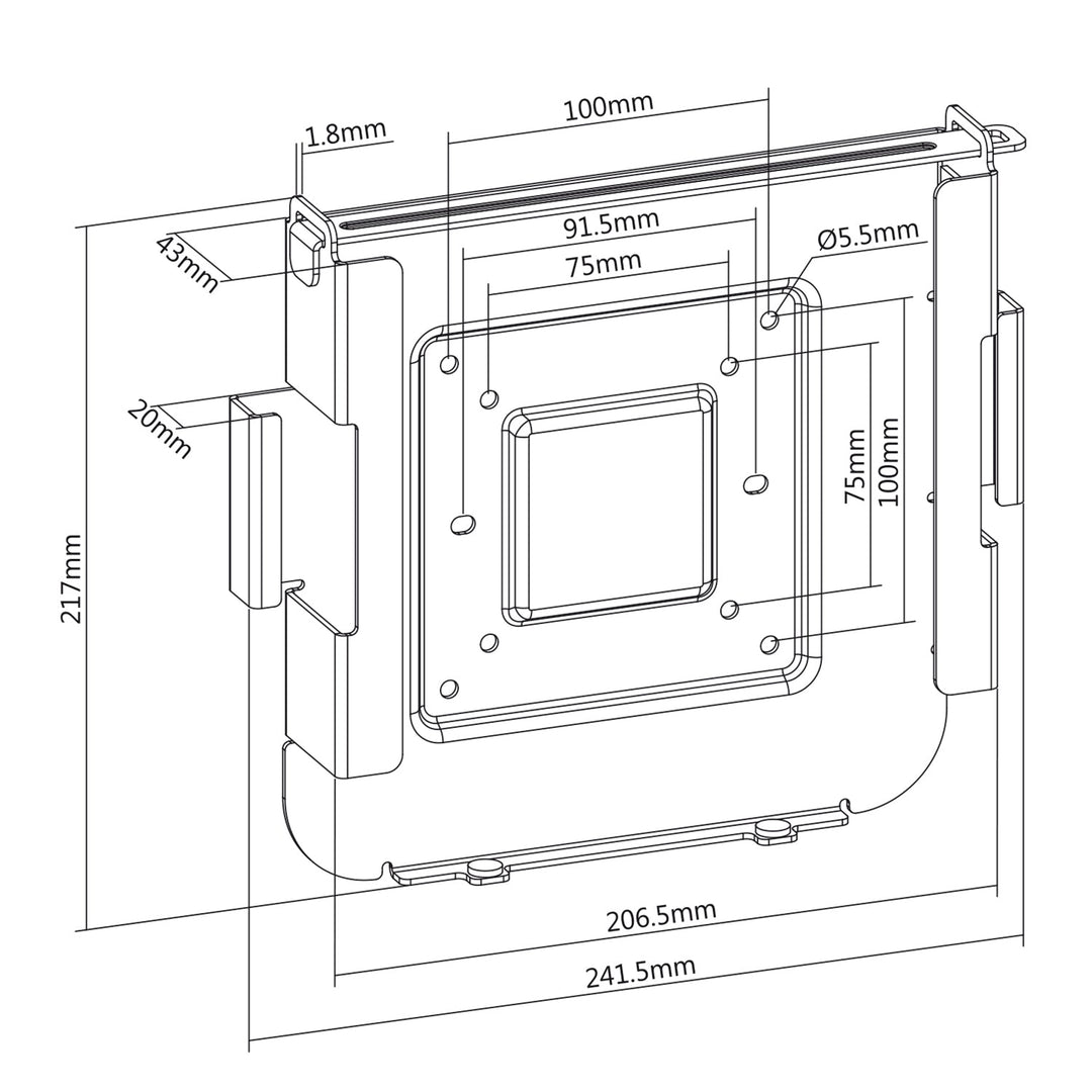 Maclean-holder til MAC Mini, VESA 75X75/100X100, til MAC Mini efter 2014, MC-473