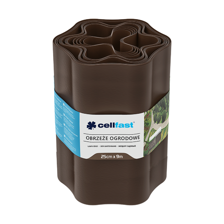 Havekant 25 cm x 9 m Cellfast – farve: brun