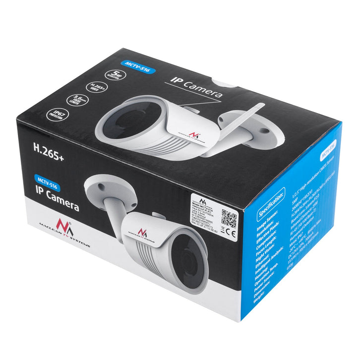 IP-netværkskamera IPC WiFi 5MPx udendørs Maclean, rørformet, CMOS 1/2,5", H.264/H.264+/H.265/H.265+/JPEG/AVI, Onvif, MCTV-516