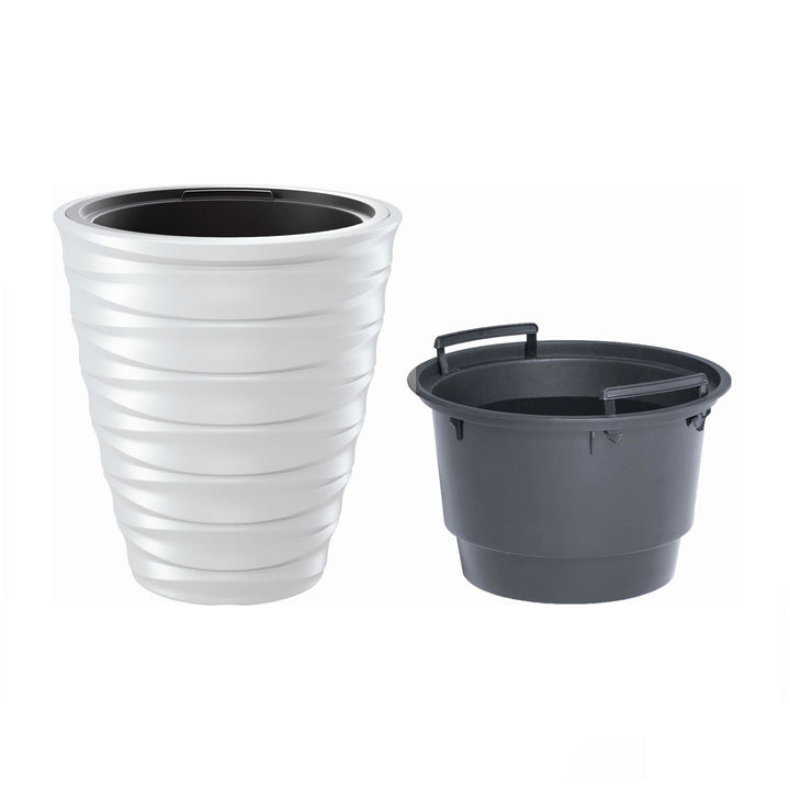 Prosperplast Freze DBFE300-S449 rund blomsterpotte med indsats, hvid