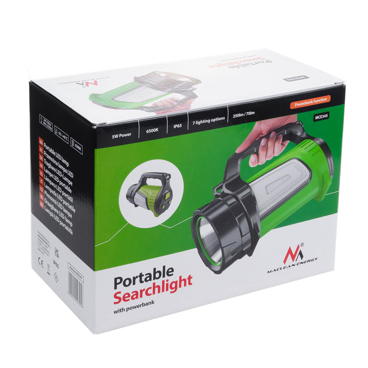 Maclean 3-i-1 LED-lommelygte, powerbank-funktion, 3 lysindstillinger, 5W XM-L-T6, kold hvid 6500K, 3,7V 3x18650, 4500mAh, MCE345