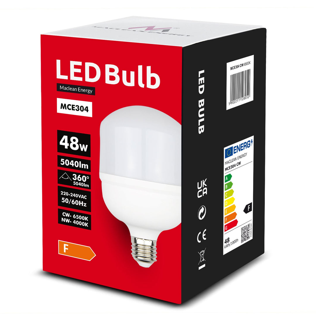 Maclean LED-pære, E27, 48 W, 220-240 V AC, neutral hvid, 4000 K, 5040 lm, MCE304 NW
