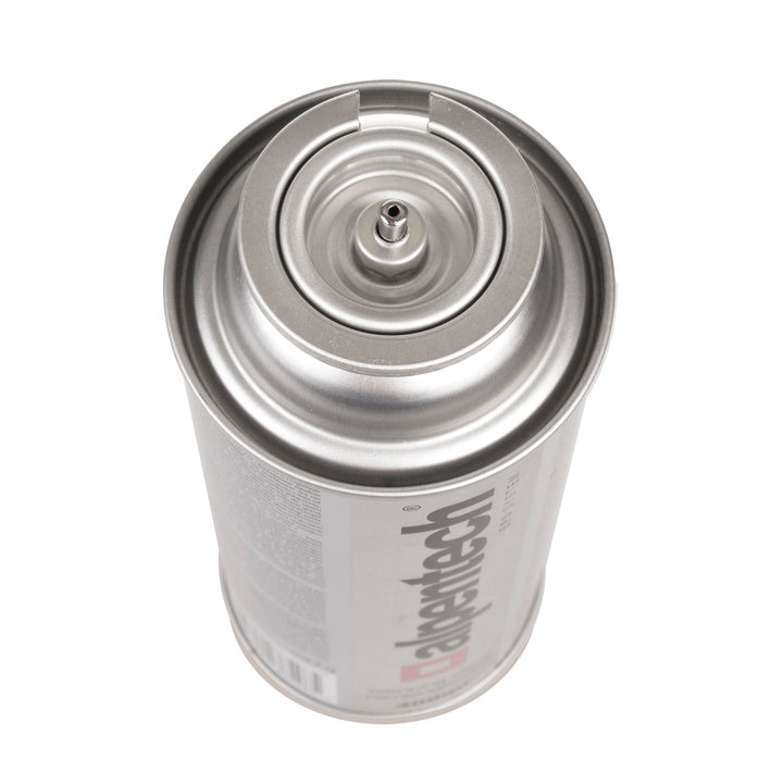 Alpentech 380 ml gaspatron, certifikat: Pi 0875, i overensstemmelse med EN521, butan, anvendelsesområde -10 °C til +40 °C, IK300