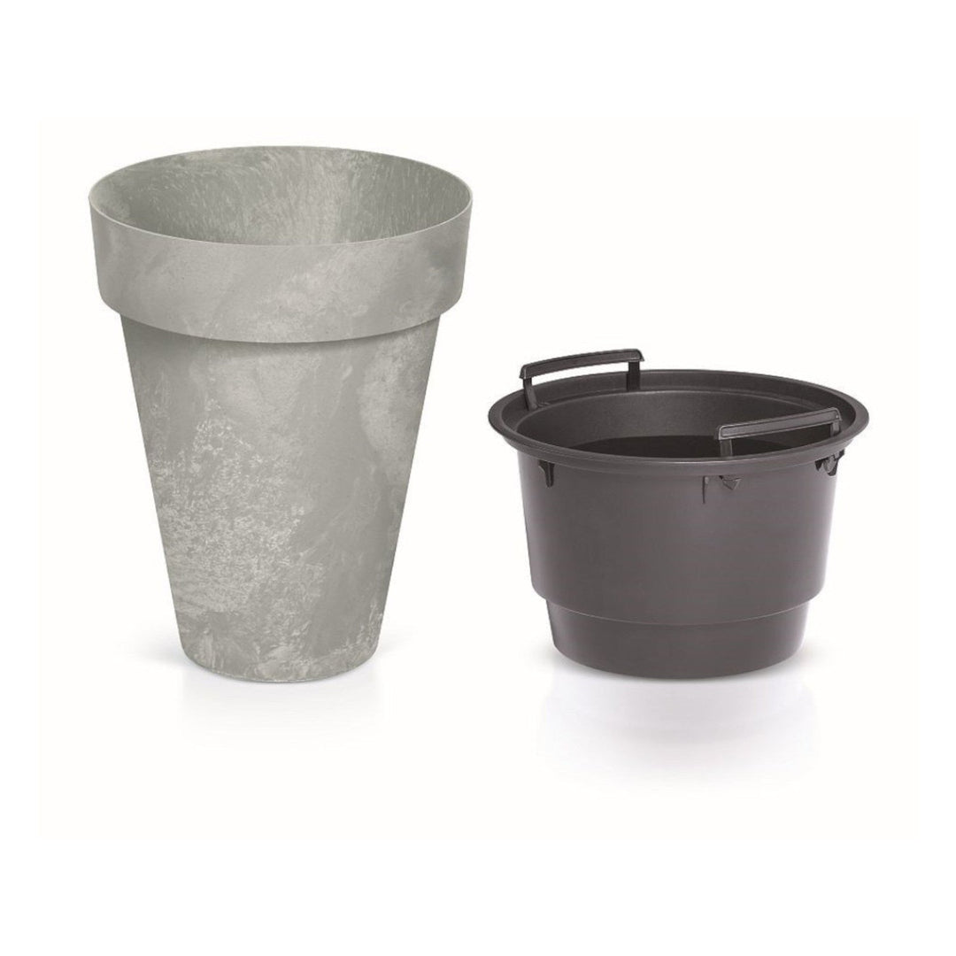 Rund blomsterpotte med indsats Cube Slim Beton Effect DCUS355E-422U