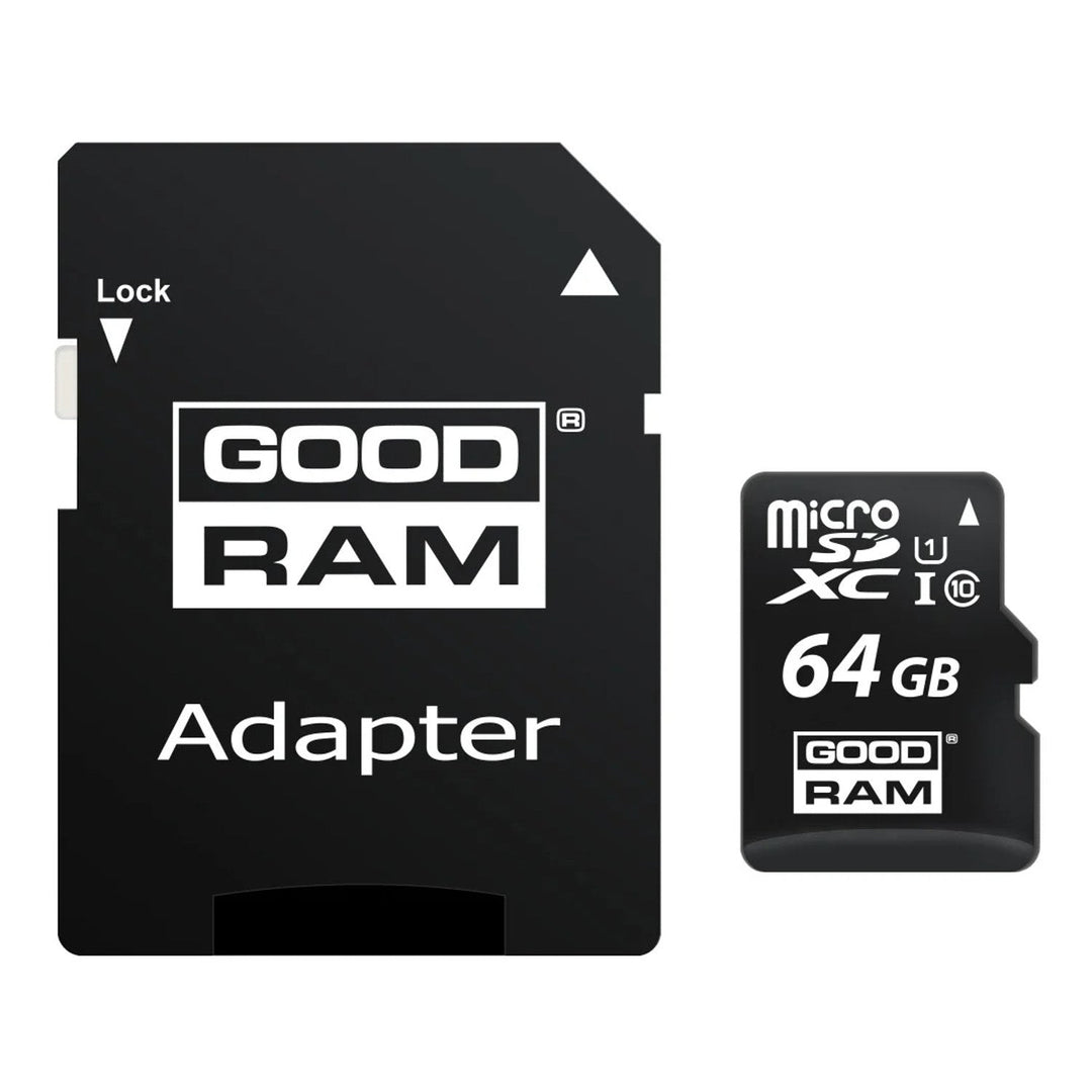 64 GB microSD-hukommelseskort med adapter, klasse 10, Goodram