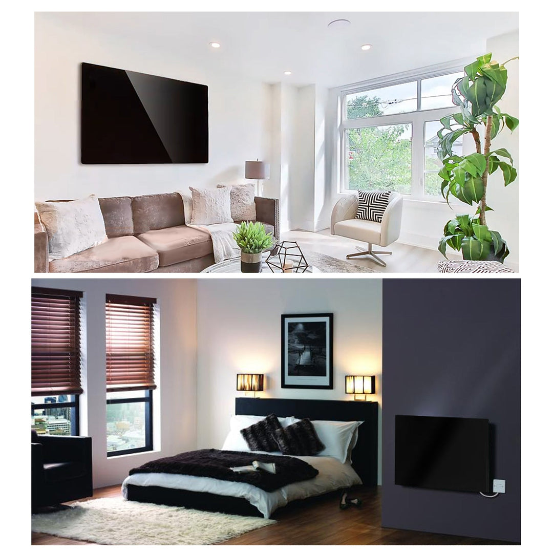 Maclean glasvarmepanel, infrarød 600 W, timer, fjernbetjening, termostat, WiFi Tuya, sort, 55 x 100 cm, MCE536