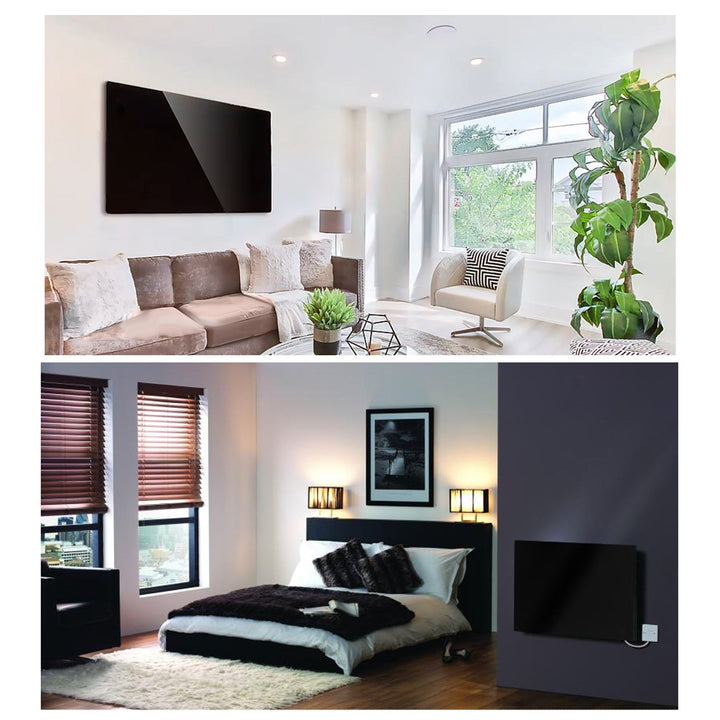 Maclean glasvarmepanel, infrarød 600 W, timer, fjernbetjening, termostat, WiFi Tuya, sort, 55 x 100 cm, MCE536