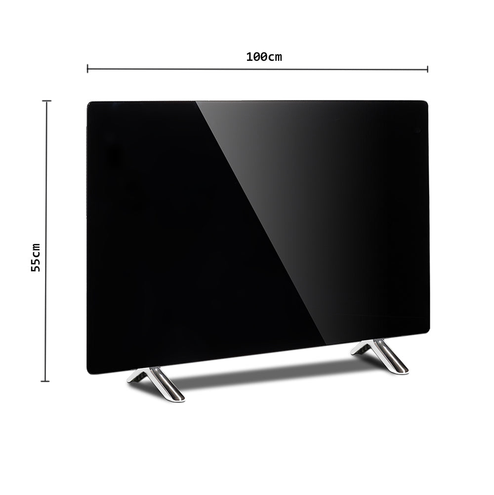 Maclean glasvarmepanel, infrarød 600 W, timer, fjernbetjening, termostat, WiFi Tuya, sort, 55 x 100 cm, MCE536