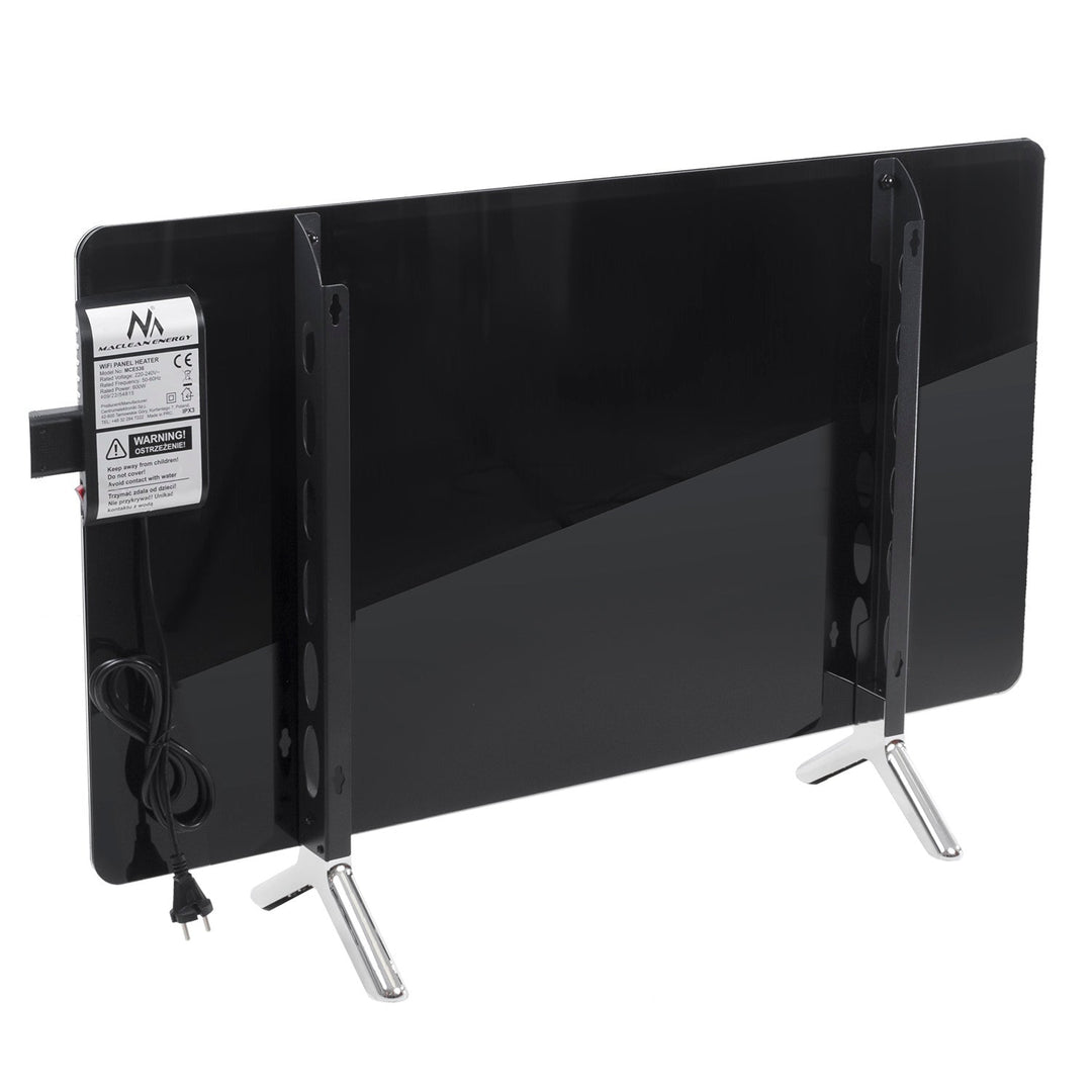Maclean glasvarmepanel, infrarød 600 W, timer, fjernbetjening, termostat, WiFi Tuya, sort, 55 x 100 cm, MCE536