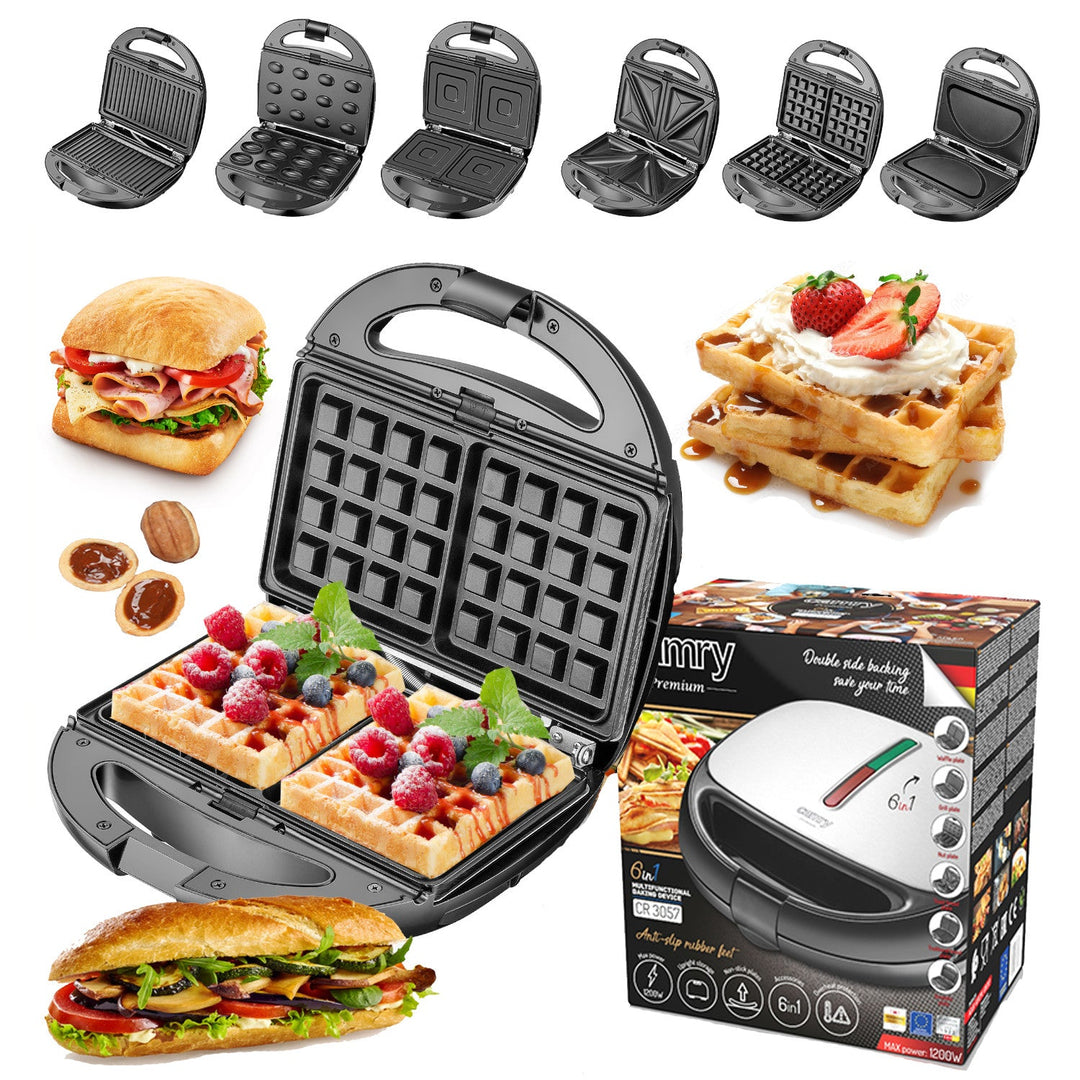 Sandwich-, vaffel- og omeletmaskine 6-i-1 Camry CR 3057