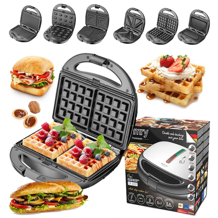 Sandwich-, vaffel- og omeletmaskine 6-i-1 Camry CR 3057