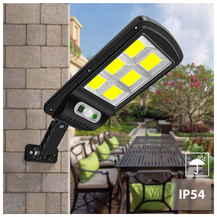 Solcellelampe med bevægelsessensor og fjernbetjening Maclean IP54, 4W, 400lm, 6500K, Li-ion 1200 mAh, 3 driftsindstillinger MCE446
