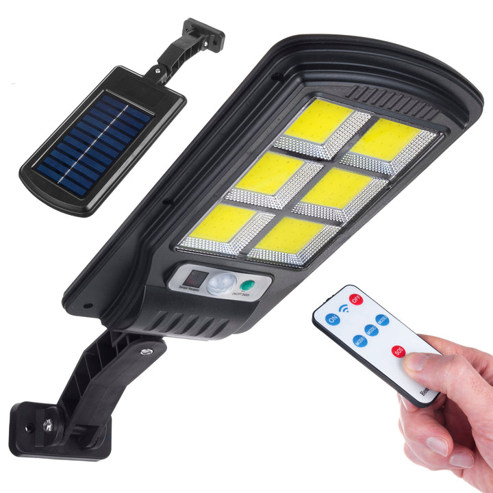 Solcellelampe med bevægelsessensor og fjernbetjening Maclean IP54, 4W, 400lm, 6500K, Li-ion 1200 mAh, 3 driftsindstillinger MCE446