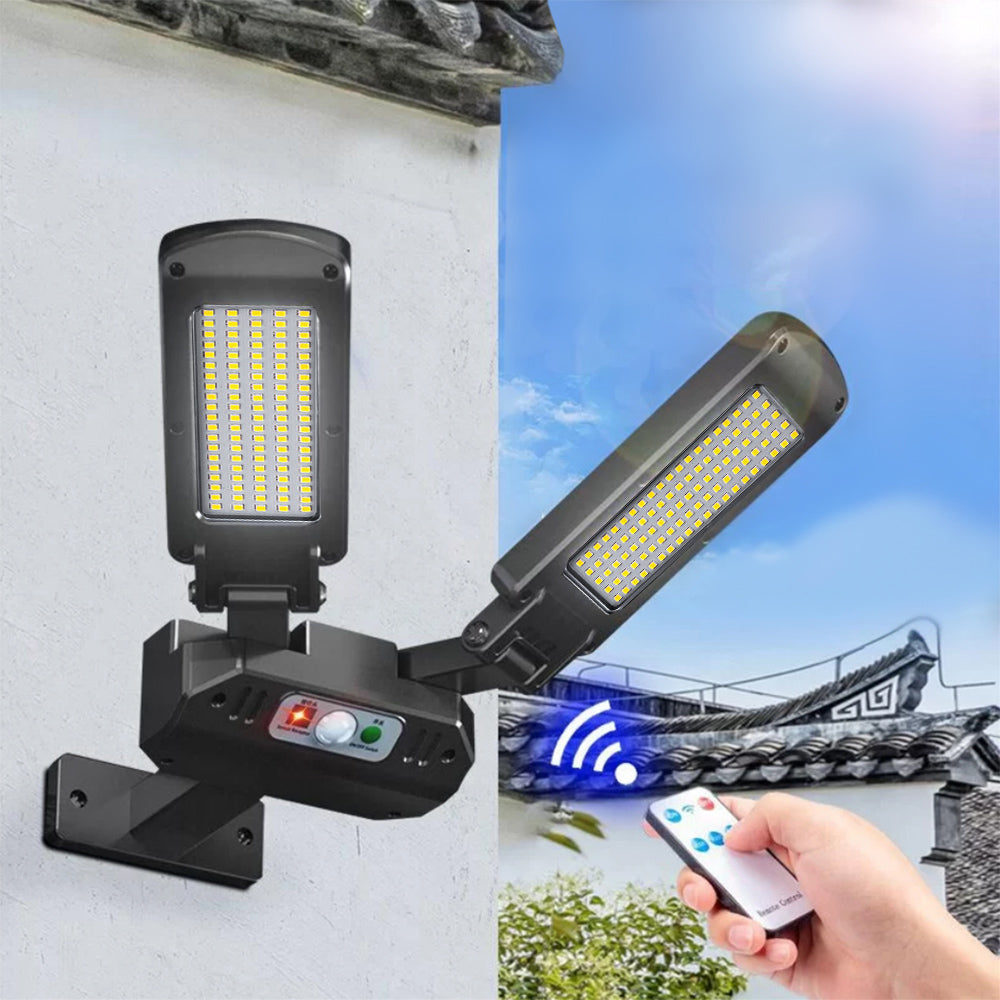 Solcellelampe med bevægelsessensor og fjernbetjening Maclean IP54, 5W, 2x450lm, 6500K, Li-ion 2400 mAh, 3 driftsindstillinger MCE447