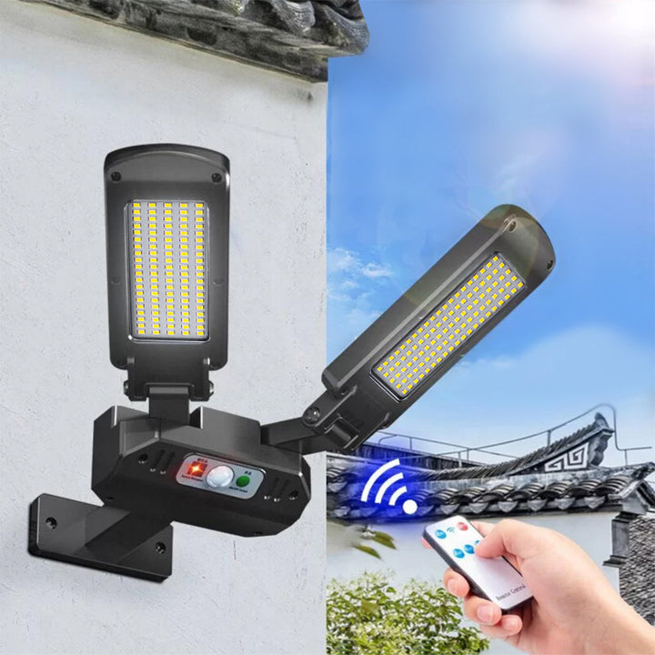 Solcellelampe med bevægelsessensor og fjernbetjening Maclean IP54, 5W, 2x450lm, 6500K, Li-ion 2400 mAh, 3 driftsindstillinger MCE447